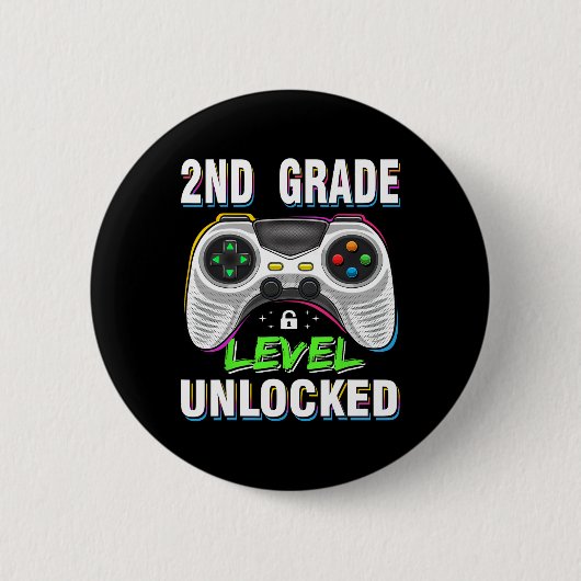 2e klas niveau ontgrendeld videogame Byck naar sch Ronde Button 5,7 Cm (Voorkant)