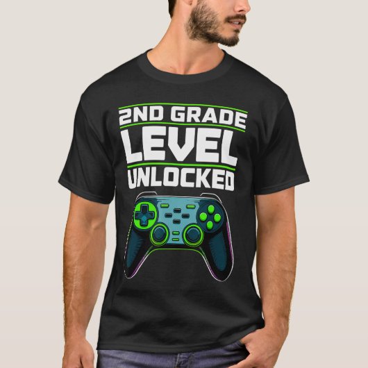 2e klas niveau ontgrendelde gamecontroller terug n t-shirt (Voorkant)