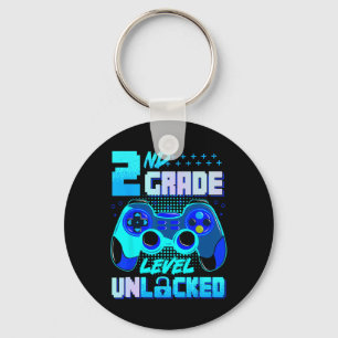 2e klas niveau ontgrendelde gamer jongens kids eer sleutelhanger