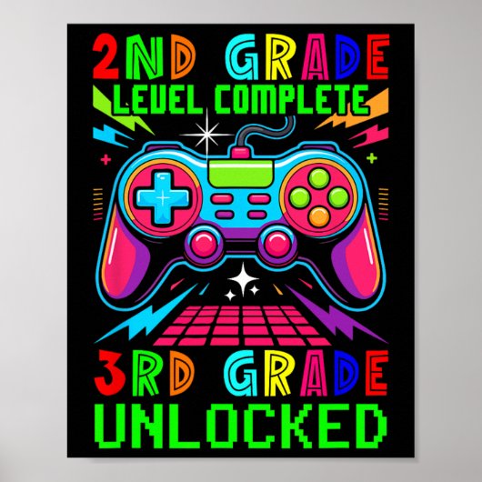 2e klas niveau voltooid 3e klas ontgrendeld Gamer  Poster (Voorkant)