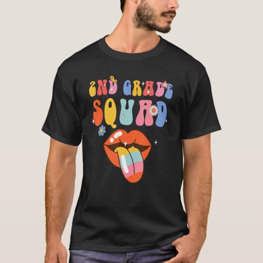 2e klas Retro Groovy Terug naar de school T-shirt (Voorkant)