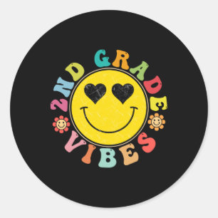 2e klas sfeer gelukkig gezicht glimlach cadeau ter ronde sticker