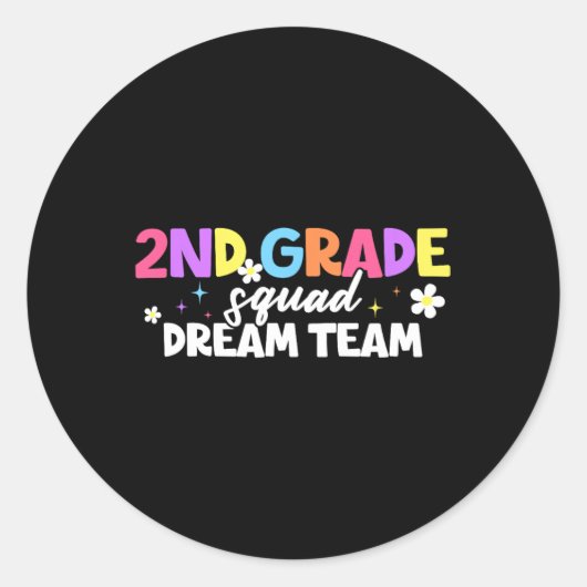2e klas squad droomteam leraar student terug naar  ronde sticker (Voorkant)