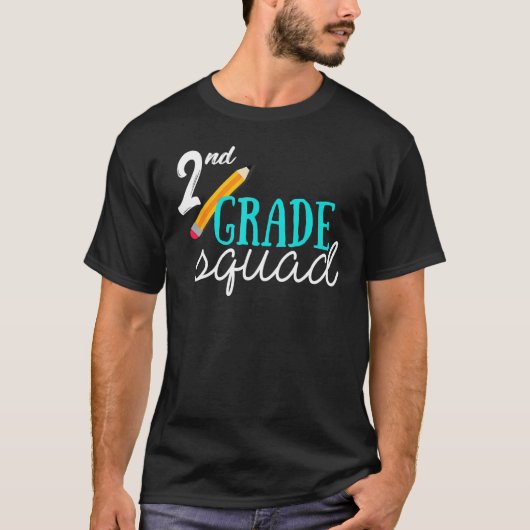 2e klas squad potlood terug naar school leraar stu t-shirt (Voorkant)