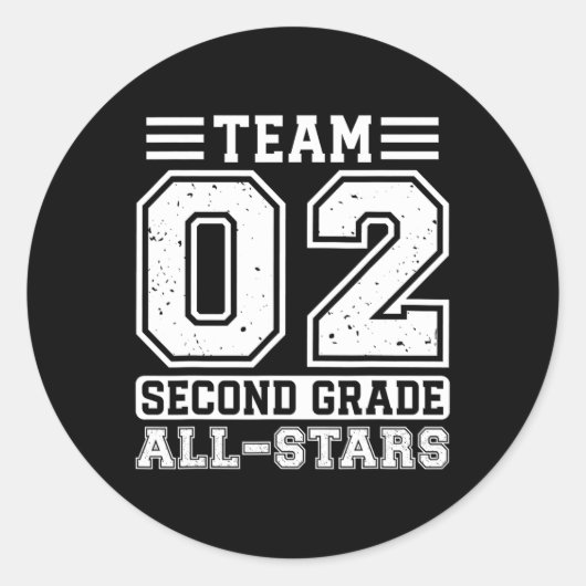 2e klas team tweede klas terug naar school ronde sticker (Voorkant)