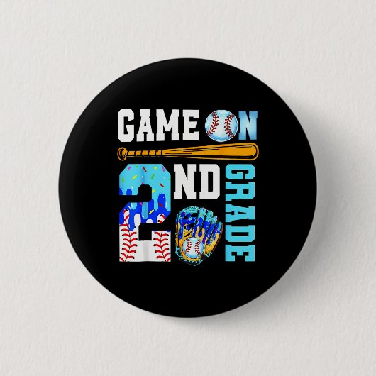 2e klas terug naar school honkbal druppel ijs g ronde button 5,7 cm (Voorkant)