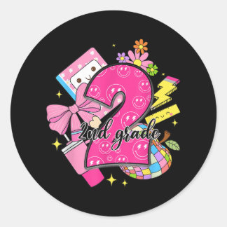 2e klas terug naar school lerares meisje coquette  ronde sticker