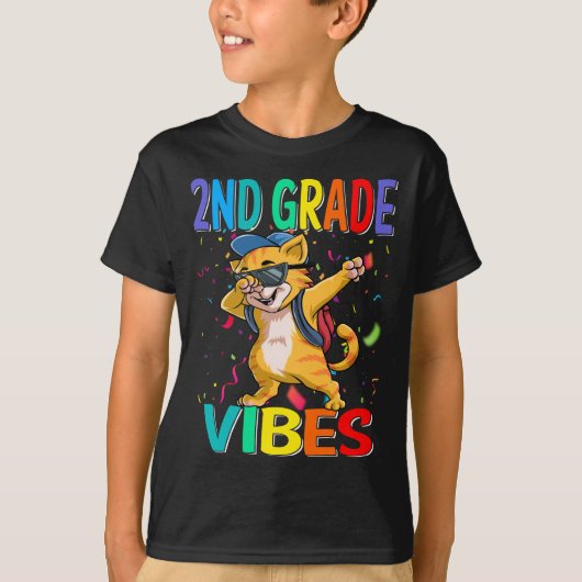 2e klas vibes kat terug naar school t-shirt (Voorkant)