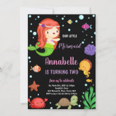 2e Kleine Oranje Zeemeermin Verjaardagsuitnodiging Kaart (Voorkant)