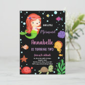 2e Kleine Oranje Zeemeermin Verjaardagsuitnodiging Kaart (Staand voorkant)