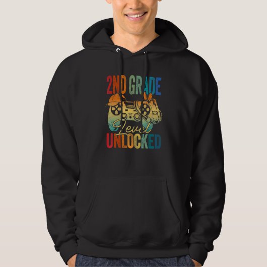 2e leerjaar ontgrendeld Game On 2e leerjaar terug Hoodie (Voorkant)
