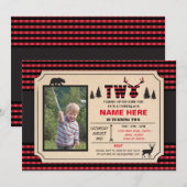 2e Lumberjack Two Birthday nodigt de Vraag de Cont Kaart (Voorkant / Achterkant)