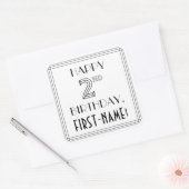2e MAKELDAG, Art Deco Style, aangepaste naam Vierkante Sticker (Envelop)
