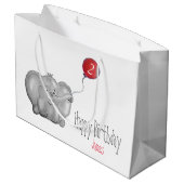 2e of een verjaardagsolifant met rode ballon groot cadeauzakje (Achterkant Gekanteld)
