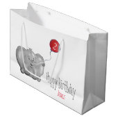 2e of een verjaardagsolifant met rode ballon groot cadeauzakje (Voorkant Gekanteld)