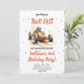 2e opgroeien twee snelle race auto tweede verjaard kaart (Staand voorkant)