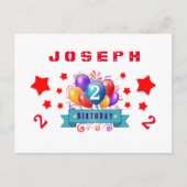 2e Opslagdatum Verjaardagsballonnen en Sterren S01 Aankondigingskaart (Voorkant)