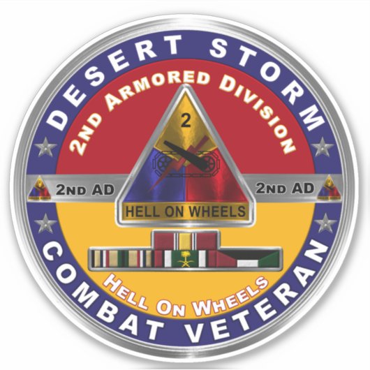 2e pantserdivisie Desert Storm Sticker (Voorkant)
