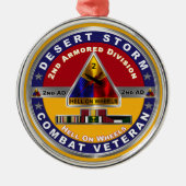 2e pantserdivisie Desert Storm Veteraan Metalen Ornament (Voorkant)