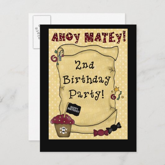 2e Pirate Verjaardag Uitnodigingen (Voorkant / Achterkant)