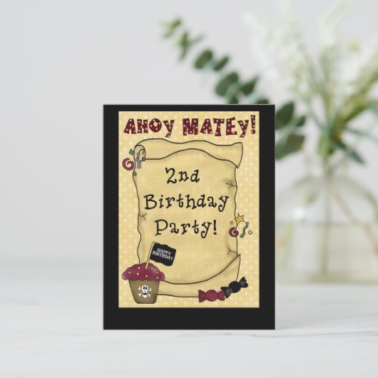 2e Pirate Verjaardag Uitnodigingen (Staand voorkant)