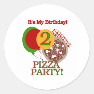 2e Pizza Party Verjaardag Ronde Sticker