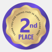 2e plaats medaille competitie sticker blauw en gou (Voorkant)