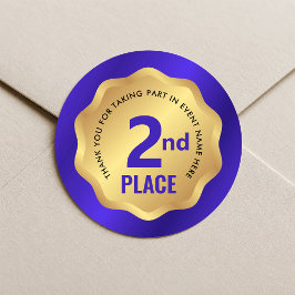 2e plaats medaille competitie sticker blauw en gou