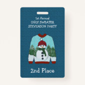 2e plaats Snowman Ugly Sweater Party Winner Badge (Voorkant)