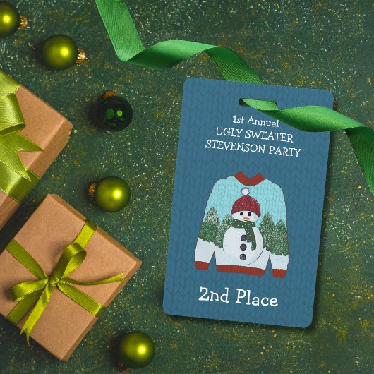 2e plaats Snowman Ugly Sweater Party Winner Badge