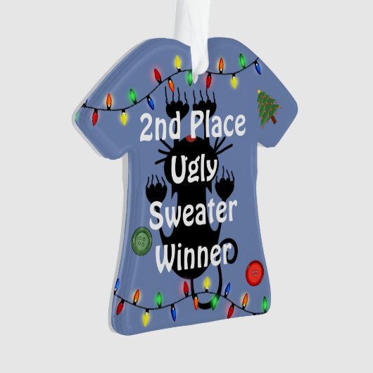 2e plaats Ugly kerstSweater Contest Ornament (voorkant)