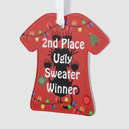 2e plaats Ugly kerstSweater Contest Ornament (voorkant)