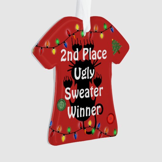 2e plaats Ugly kerstSweater Contest Ornament (voorkant)