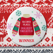 2e plaats Ugly Sweater Contest prijswinnaar Ronde Button 4,0 Cm