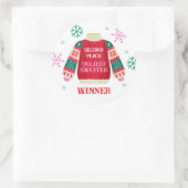 2e plaats Ugly Sweater Contest prijswinnaar Ronde Sticker (Tas)