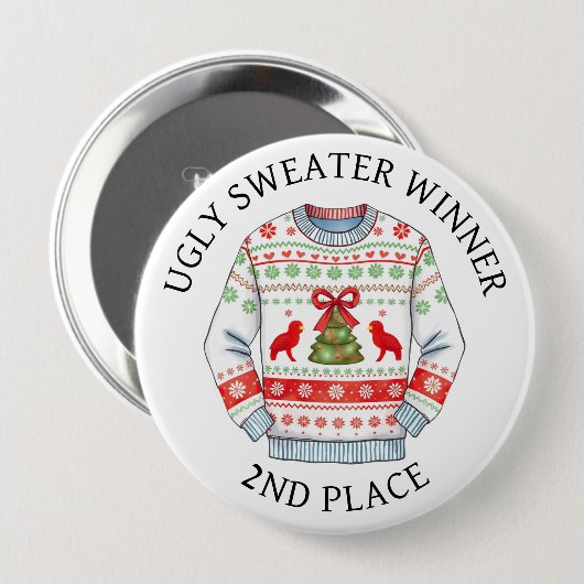2e plaats Ugly Sweater Winnaar | Grappige kerst Ronde Button 4,0 Cm (Voorkant /achterkant)