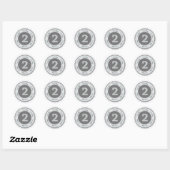 2e plaats zilveren medaille donker ronde sticker (Vel)