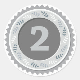 2e plaats zilveren medaille donker ronde sticker