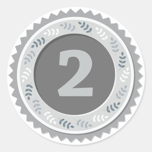 2e plaats zilveren medaille donker ronde sticker (Voorkant)