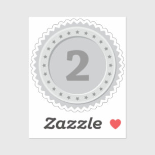 2e plaats zilveren medaille op maat gesneden vinyl sticker