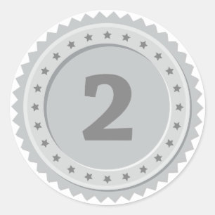 2e plaats zilveren medaille ronde sticker