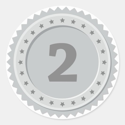 2e plaats zilveren medaille ronde sticker (Voorkant)
