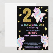 2e Rainbow Unicorn Verjaardag Uitnodigingen Vliege (Voorkant / Achterkant)