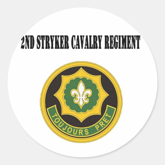 2e regiment cavalerie van Stryker Ronde Sticker (Voorkant)