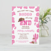 2e Rodeo Cowgirl Tweede Verjaardag Uitnodigingen (Staand voorkant)
