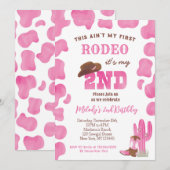 2e Rodeo Cowgirl Tweede Verjaardag Uitnodigingen (Voorkant / Achterkant)