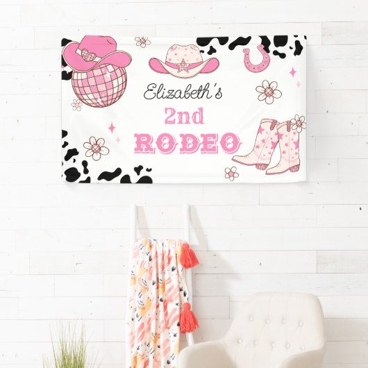 2e Rodeo Cowgirl Western verjaardagsfeestje Spandoek (Insitu)