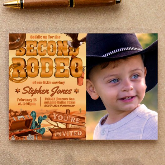 2e Rodeo Landschap Uitnodiging met Afbeelding
