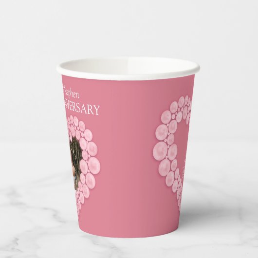 2e roos kwartzwitter-trouwdag foto foto papieren bekers (Links)