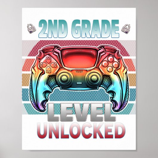 2e schooljaar onvergrendelde gamer eerste schoolda poster (Voorkant)
